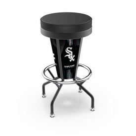 L5000 Chicago White Sox 30" Lighted Bar Stool with Black Wrinkle Finish by Holland Bar Stool Co., L500030MLBWSxBlkVinyl