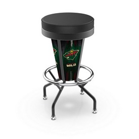 Lighted Minnesota Wild Swivel Bar Stool By Holland Bar Stool Co., L500030MinWldBlkVinyl