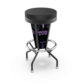 Lighted Tcu Swivel Bar Stool By Holland Bar Stool Co., L500030TexChrBlkVinyl