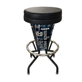 Lighted Utah State Swivel Bar Stool By Holland Bar Stool Co., L500030UtahStBlkVinyl