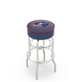 L7C1 Columbus Blue Jackets Double-Ring Swivel Stool with Chrome Finish by Holland Bar Stool Co., AGS-L7C125ColBlu
