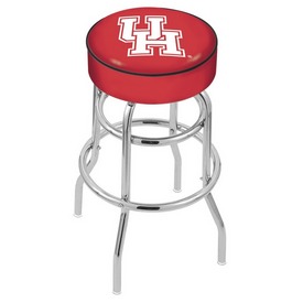 L7C1 - 4 Houston Cushion Seat with Double-Ring Chrome Base Swivel Bar Stool by Holland Bar Stool Company