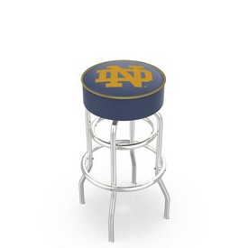 L7C1 - 4 Notre Dame (ND) Cushion Seat with Double-Ring Chrome Base Swivel Bar Stool by Holland Bar Stool Company