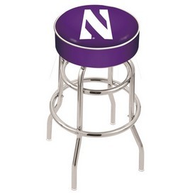 L7C1 - 4 Northwestern Cushion Seat with Double-Ring Chrome Base Swivel Bar Stool by Holland Bar Stool Company
