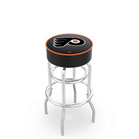 L7C1 - 4 Philadelphia Flyers Cushion Seat with Double-Ring Chrome Base Swivel Bar Stool by Holland Bar Stool Company L7C1 - 4 Philadelphia Flyers Cushion Seat with Double-Ring Chrome Base Swivel Bar Stool by Holland Bar Stool Company