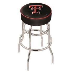 L7C1 - 4 Texas Tech Cushion Seat with Double-Ring Chrome Base Swivel Bar Stool by Holland Bar Stool Company