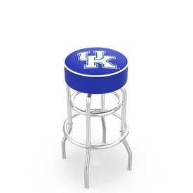 L7C1 - 4 Kentucky UK Cushion Seat with Double-Ring Chrome Base Swivel Bar Stool by Holland Bar Stool Company