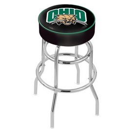 L7C1 - 4 Ohio University Cushion Seat with Double-Ring Chrome Base Swivel Bar Stool by Holland Bar Stool Company