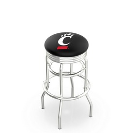 L7C3C - Chrome Double Ring Cincinnati Swivel Bar Stool with 2.5" Ribbed Accent Ring by Holland Bar Stool Company, L7C3CCincin