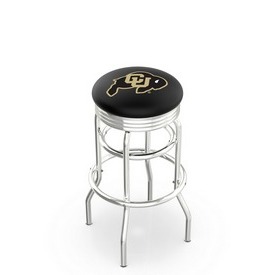 L7C3C - Chrome Double Ring Colorado Swivel Bar Stool with 2.5 Ribbed Accent Ring by Holland Bar Stool Company