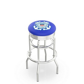 L7C3C - Chrome Double Ring U.S. Coast Guard Swivel Bar Stool with 2.5 Ribbed Accent Ring by Holland Bar Stool Company
