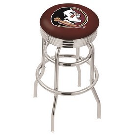 L7C3C - Chrome Double Ring Florida State (Head) Swivel Bar Stool with 2.5 Ribbed Accent Ring by Holland Bar Stool Company
