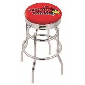 L7C3C - Chrome Double Ring Illinois State Swivel Bar Stool with 2.5 Ribbed Accent Ring by Holland Bar Stool Company