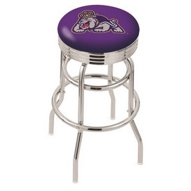 L7C3C - Chrome Double Ring James Madison Swivel Bar Stool with 2.5 Ribbed Accent Ring by Holland Bar Stool Company