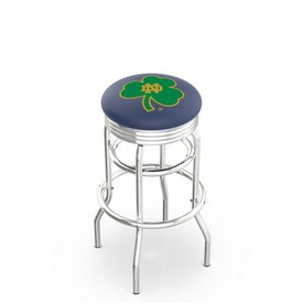 L7C3C - Chrome Double Ring Notre Dame (Shamrock) Swivel Bar Stool with 2.5 Ribbed Accent Ring by Holland Bar Stool Company