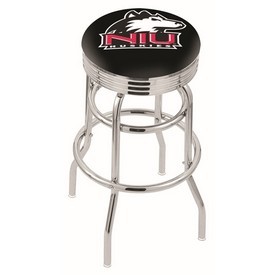 L7C3C - Chrome Double Ring Northern Illinois Swivel Bar Stool with 2.5 Ribbed Accent Ring by Holland Bar Stool Company