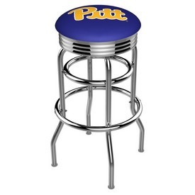 L7C3C - Chrome Double Ring Pitt Swivel Bar Stool with 2.5 Ribbed Accent Ring by Holland Bar Stool Company