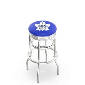 L7C3C - Chrome Double Ring Toronto Maple Leafs Swivel Bar Stool with 2.5 Ribbed Accent Ring by Holland Bar Stool Company L7C3C - Chrome Double Ring Toronto Maple Leafs Swivel Bar Stool with 2.5 Ribbed Accent Ring by Holland Bar Stool Company