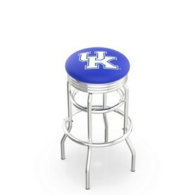 L7C3C - Chrome Double Ring Kentucky UK Swivel Bar Stool with 2.5 Ribbed Accent Ring by Holland Bar Stool Company