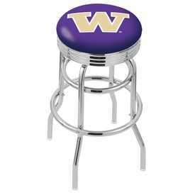 L7C3C - Chrome Double Ring Washington Swivel Bar Stool with 2.5 Ribbed Accent Ring by Holland Bar Stool Company
