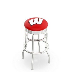 L7C3C - Chrome Double Ring Wisconsin W Swivel Bar Stool with 2.5 Ribbed Accent Ring by Holland Bar Stool Company L7C3C - Chrome Double Ring Wisconsin W Swivel Bar Stool with 2.5 Ribbed Accent Ring by Holland Bar Stool Company