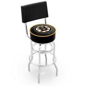 L7C4 - Chrome Double Ring Boston Bruins Swivel Bar Stool with a Back by Holland Bar Stool Company