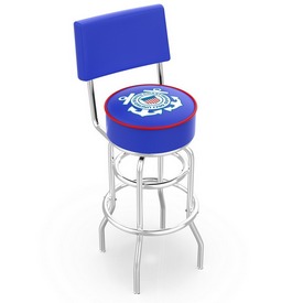 L7C4 - Chrome Double Ring U.S. Coast Guard Swivel Bar Stool with a Back by Holland Bar Stool Company L7C4 - Chrome Double Ring U.S. Coast Guard Swivel Bar Stool with a Back by Holland Bar Stool Company
