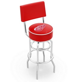 L7C4 - Chrome Double Ring Detroit Red Wings Swivel Bar Stool with a Back by Holland Bar Stool Company L7C4 - Chrome Double Ring Detroit Red Wings Swivel Bar Stool with a Back by Holland Bar Stool Company