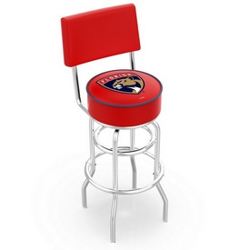 L7C4 - Chrome Double Ring Florida Panthers Swivel Bar Stool with a Back by Holland Bar Stool Company