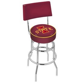 L7C4 - Chrome Double Ring Iowa State Swivel Bar Stool with a Back by Holland Bar Stool Company