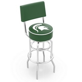 L7C4 - Chrome Double Ring Michigan State Swivel Bar Stool with a Back by Holland Bar Stool Company
