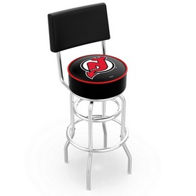 L7C4 - Chrome Double Ring New Jersey Devils Swivel Bar Stool with a Back by Holland Bar Stool Company L7C4 - Chrome Double Ring New Jersey Devils Swivel Bar Stool with a Back by Holland Bar Stool Company