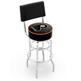 L7C4 - Chrome Double Ring Philadelphia Flyers Swivel Bar Stool with a Back by Holland Bar Stool Company L7C4 - Chrome Double Ring Philadelphia Flyers Swivel Bar Stool with a Back by Holland Bar Stool Company