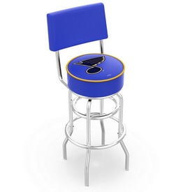 L7C4 - Chrome Double Ring St Louis Blues Swivel Bar Stool with a Back by Holland Bar Stool Company