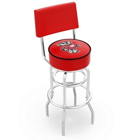 L7C4 - Chrome Double Ring Wisconsin "Badger" Swivel Bar Stool with a Back by Holland Bar Stool Company, L7C4WI-Bdg