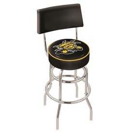 L7C4 - Chrome Double Ring Wichita State Swivel Bar Stool with a Back by Holland Bar Stool Company