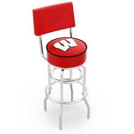 L7C4 - Chrome Double Ring Wisconsin W Swivel Bar Stool with a Back by Holland Bar Stool Company