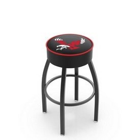 L8B1 - 4 Eastern Washington Cushion Seat with Black Wrinkle Base Swivel Bar Stool by Holland Bar Stool Company