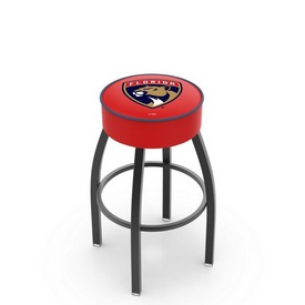 L8B1 - 4 Florida Panthers Cushion Seat with Black Wrinkle Base Swivel Bar Stool by Holland Bar Stool Company