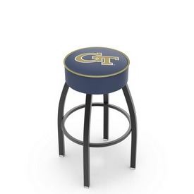 L8B1 - 4 Georgia Tech Cushion Seat with Black Wrinkle Base Swivel Bar Stool by Holland Bar Stool Company