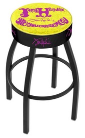 L8B1 Jimi Hendrix - AYE (Yellow) 25" Swivel Counter Stool with Black Wrinkle Finish, L8B125JimiH05