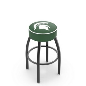 L8B1 - 4 Michigan State Cushion Seat with Black Wrinkle Base Swivel Bar Stool by Holland Bar Stool Company