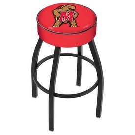 L8B1 - 4 Maryland Cushion Seat with Black Wrinkle Base Swivel Bar Stool by Holland Bar Stool Company