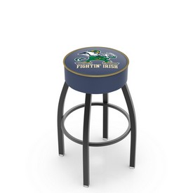L8B1 - 4 Notre Dame (Leprechaun) Cushion Seat with Black Wrinkle Base Swivel Bar Stool by Holland Bar Stool Company