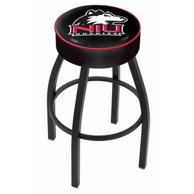 L8B1 - 4 Northern Illinois Cushion Seat with Black Wrinkle Base Swivel Bar Stool by Holland Bar Stool Company