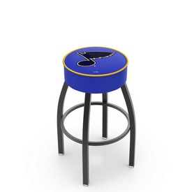 L8B1 - 4 St Louis Blues Cushion Seat with Black Wrinkle Base Swivel Bar Stool by Holland Bar Stool Company