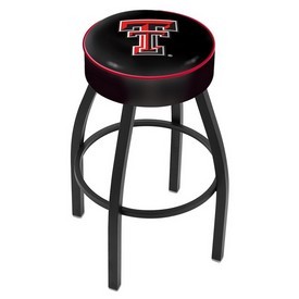 L8B1 - 4 Texas Tech Cushion Seat with Black Wrinkle Base Swivel Bar Stool by Holland Bar Stool Company