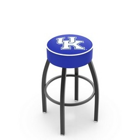 L8B1 - 4 Kentucky UK Cushion Seat with Black Wrinkle Base Swivel Bar Stool by Holland Bar Stool Company