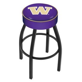 L8B1 - 4 Washington Cushion Seat with Black Wrinkle Base Swivel Bar Stool by Holland Bar Stool Company