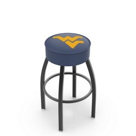 L8B1 - 4 West Virginia Cushion Seat with Black Wrinkle Base Swivel Bar Stool by Holland Bar Stool Company
